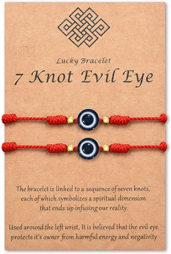 Miniatura 15 de Pulsera de 7 nudos contra el mal de ojo para mujeres, hombres y bebés, cuerda roja negra rosa, protección contra el mal de ojo, buena suerte, regalo