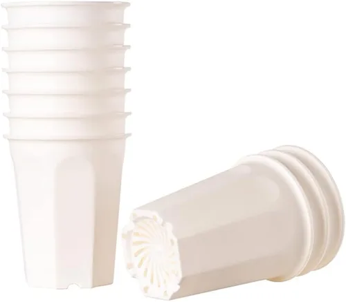 Paquete de 10 macetas profundas de plástico blanco de 5.30 pulgadas y maceta de plántulas para suculentas, cortes, trasplantes