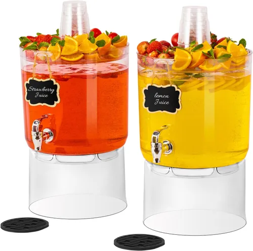 Miniatura 10 de Dispensador de bebidas de 2 galones para fiestas, dispensador de bebidas sin BPA con grifo sin goteo, dispensadores de jugo con soporte, dispensador