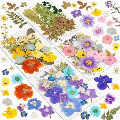 Miniatura 22 de Flores Secas, Resiners 58 Piezas Flores Prensadas para Manualidades Rosa Flores Secas Naturales Reales Kit de Hojas Secas para DIY Hacer