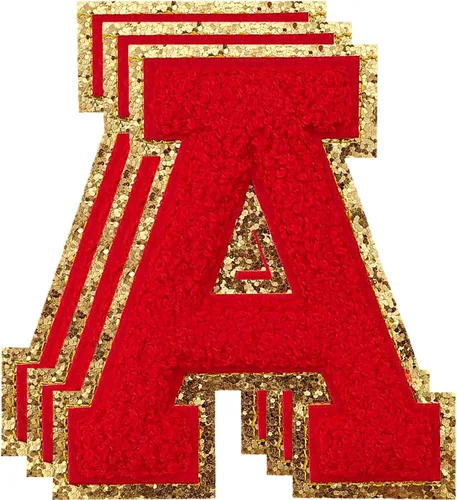 Miniatura 149 de 3 parches de números de chenilla negra, tamaño grande de 4-1/2" parches de números para planchar, parches universitarios para ropa, 8" Borde oro rosa