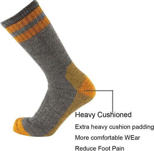 Miniatura 3 de Cerebro Calcetines de lana merino para hombre, calcetines acolchados a media pantorrilla que absorben la humedad, calcetines de senderismo