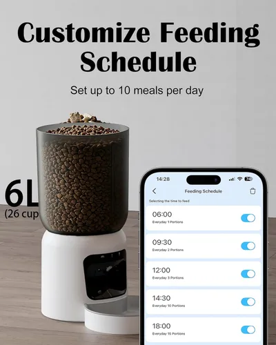 Miniatura 2 de Comedero automático para gatos con cámara 2K, dispensador inteligente de alimentos para mascotas 5G WiFi para gatos y perros pequeños, alimentador