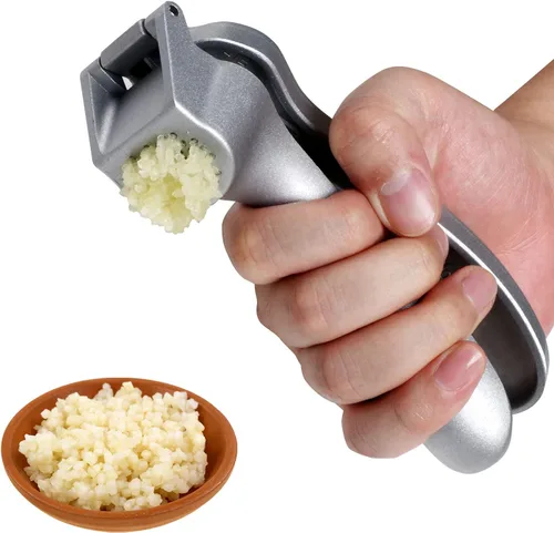 Prensa de ajo, picadora de ajo, mango ergonómico fácil de apretar, a prueba de óxido, sin necesidad de pelar, prensa profesional de jengibre y
