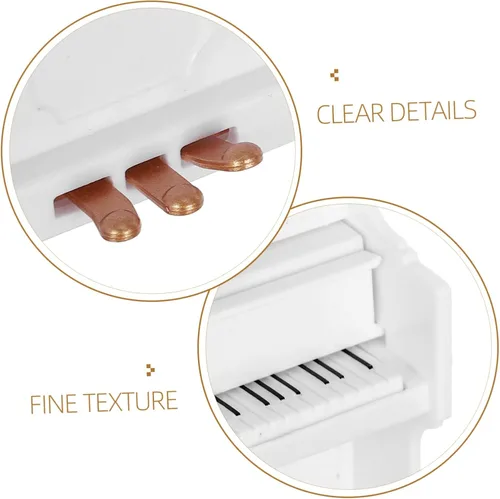 Miniatura 9 de TOYANDONA Casa de muñecas vertical modelo de piano en miniatura teclado de piano juguete con taburete para niños musical educativo micro paisaje