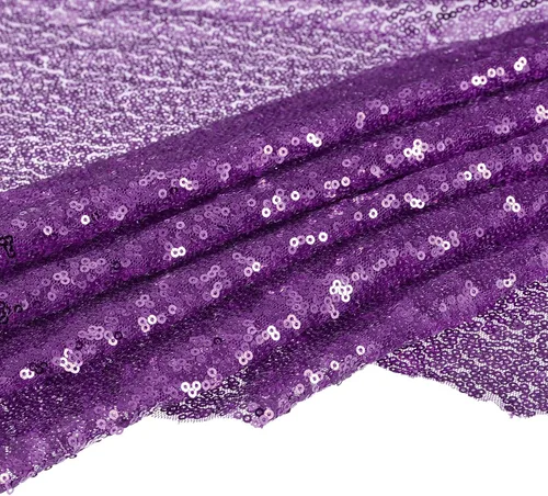 MECCANIXITY Tela de lentejuelas color morado oscuro, 5 yardas de longitud y 4.2 pies de ancho, tela de malla de lentejuelas brillantes para