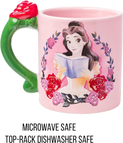 Miniatura 3 de Silver Buffalo Disney Princess La Bella y la Bestia Belle Sueños en Flor Rosas Taza de cerámica con asa esculpida en 3D, 20 onzas Belle Dreams in
