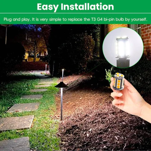 Miniatura 4 de Bombillas LED T3 G4 Bi-pin de 12 VAC/CC, bajo voltaje, 3 W, luz blanca diurna 6000 K para iluminación de paisajes al aire libre, luces de caminos