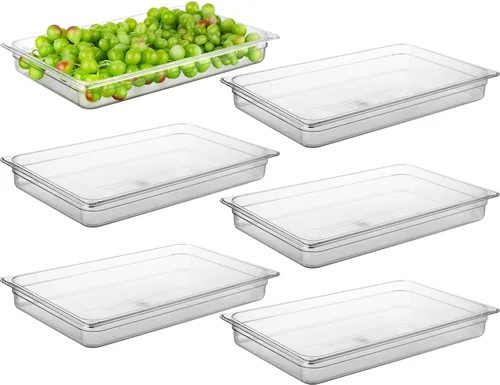 Miniatura 19 de CURTA Paquete de 6 bandejas de comida NSF, tamaño medio de 2 1/2 pulgadas de profundidad, plástico de policarbonato comercial transparente apto