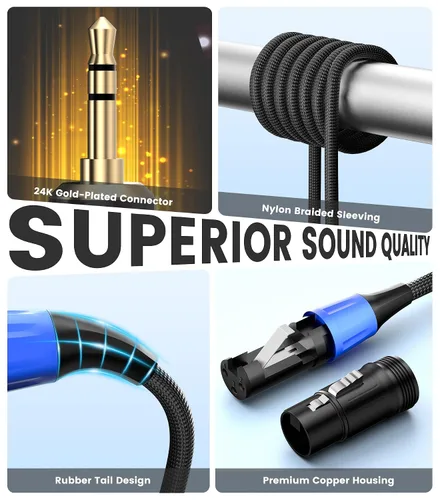 Miniatura 2 de Cable XLR a 0.138 in de 3.3 pies, desequilibrado, regular, hembra, XLR a conector estéreo de 1/8 pulgadas, cable de micrófono auxiliar para teléfono