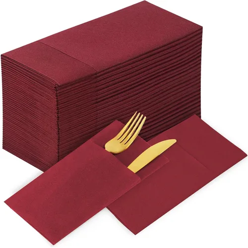 Miniatura 14 de KAMMAK Servilletas Desechables Verde Matcha con Bolsillo Tipo Tela Servilletas de Papel para Cena Paquete de 100 Plegadas Servilleta de Recepción