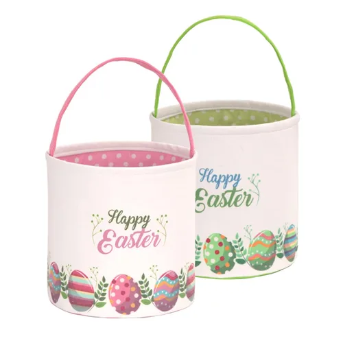 Miniatura 18 de LessMo - Canasta de conejito para huevos de Pascua, color púrpura, bonita, personalizable, de lona y algodón, canasta para búsqueda de huevos