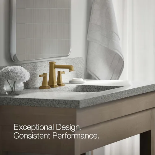 Miniatura 3 de KOHLER K-27399-4K-2MB Riff - Grifo de lavabo de baño amplio, grifos de baño de 3 agujeros con drenaje clicker, 1.0 GPM, latón moderno cepillado