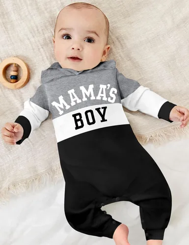 Miniatura 2 de Ropa de bebé niño, ropa de bebé con estampado de letras de manga larga con capucha para bebé niño