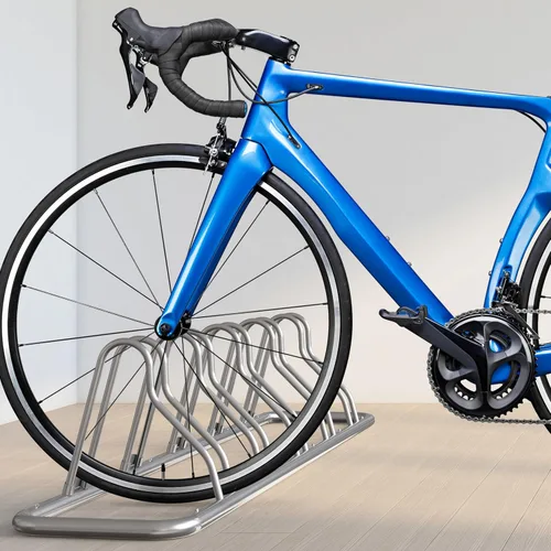 Miniatura 6 de Simple Houseware - Soporte de almacenamiento ajustable para 5 bicicletas, aparcamiento para suelo, color negro