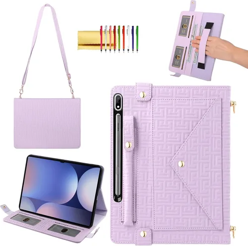 Miniatura 10 de Bolso Funda para Samsung Galaxy Tab S10 FE/S9 FE 10.9"/S9/S8/S7 11", Techcircle Folio con Soporte Cruzado, Billetera con Ranura para Lápiz S Pen