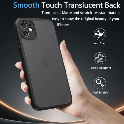 Miniatura 5 de Funda Translúcida Mate para iPhone 11, [Protección contra Caídas de Grado Militar de 10 Pies] Parachoques Protector Delgado Duradero Resistente a