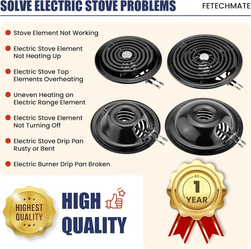 Miniatura 8 de Bandejas de goteo de porcelana WB31M20 WB31M19 y quemadores de estufa eléctrica WB30M1 WB30M2 de repuesto para estufa de G*E Hot*Point, incluye 4