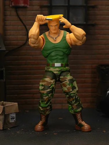 Miniatura 8 de Jada Toys Street Fighter II Guile Figura de acción a escala 1:12, 6 pulgadas de alto, cabezas intercambiables, manos y accesorios