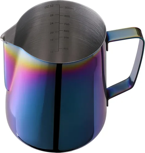 Miniatura 9 de Jarra de espuma de leche de 20 onzas, taza de acero inoxidable, perfecta para café con leche, capuchino, espumador de leche de acero inoxidable