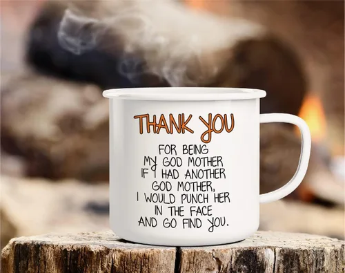 Miniatura 3 de Retreez Taza de café con texto en inglés Thank You For Being My Godmother de 16 onzas de acero inoxidable esmaltado para campamento, fogata