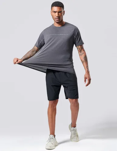 Miniatura 3 de Paquete de 5 camisetas de manga corta, con cuello redondo y de secado rápido para hombre, camisetas deportivas para correr, entrenar o ir al gimnasio