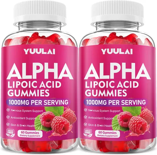 Miniatura 8 de Gomitas de ácido alfa lipoico de 1000 mg con biotina, suplemento de ALA masticable de alta absorción para antioxidantes, salud cerebral y apoyo