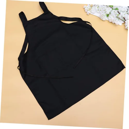 Miniatura 4 de SECFOU Delantal de servicio negro para mujer, delantal de cocina ajustable, delantal ajustable con babero