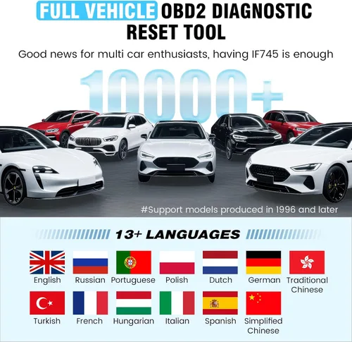 Miniatura 8 de Escáner BOSSCOMM IF745 OBD2 2026, herramienta de escaneo de lector de códigos de automóvil de todos los sistemas con 6 reinicios, sangrado