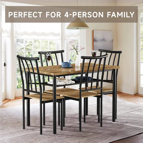 Miniatura 4 de IDEALHOUSE Juego de mesa de comedor de 5 piezas para 4, mesa de cocina y sillas para 4 con estante de almacenamiento, juego de mesa de comedor