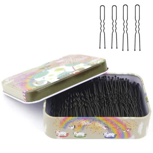 200 horquillas en forma de U negras con bonita funda, horquillas para moños, horquillas de primera calidad para niños, niñas y mujeres, ideales para