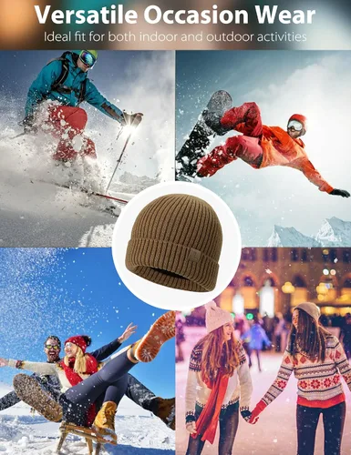 Miniatura 6 de LiuSuper XXL Oversized Beanie Hat for Men and Women, Extra Large Warm Winter Cap for Big Heads, Lined & Stretchy Wool Hat