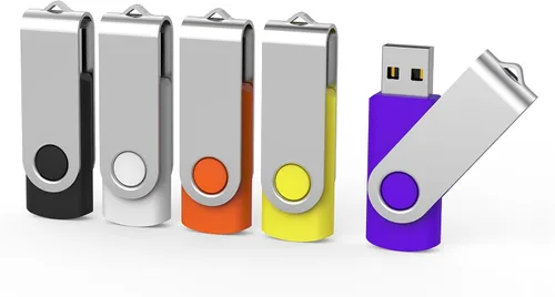 Aiibe Paquete de 5 Memorias USB de 64GB, Unidades Flash de 64 GB, Memoria USB Thumb Drive, USB Giratoria, Memoria USB 2.0 Pen Drive (64G, 5 Colores