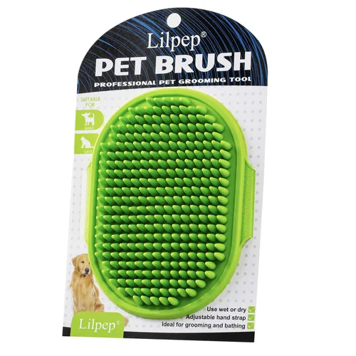 Miniatura 10 de Cepillo para aseo de perro, cepillo de baño con champú para mascotas Lilpep, peine de goma para masaje relajante con mango de anillo ajustable
