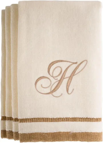 Miniatura 14 de Regalos con monograma, juego de 4 toallas de mano de 11 x 18 pulgadas bordadas en color dorado café, extra absorbente, 100% de algodón. Regalo