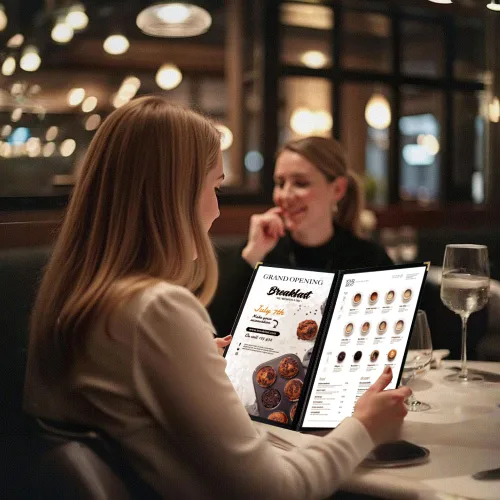 Miniatura 6 de Paquete de 12 fundas de menú estilo café, bordes duraderos de doble costura, protección de vinilo transparente, diseño de fácil inserción