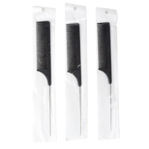 Miniatura 2 de Peines de separación de cabello de metal, 3 piezas, de acero y fibra de carbono, resistentes al calor, para peinar el cabello profesional con 3