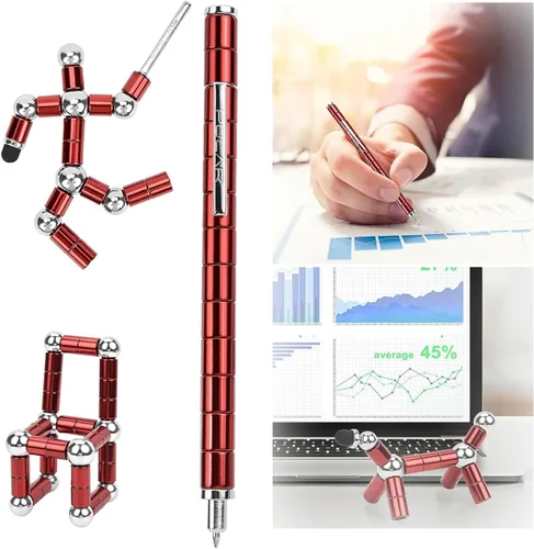 Miniatura 3 de Bolígrafo magnético de metal para aliviar el estrés, construir varias formas, multifuncional, imán deformable para escritura, bolígrafo polar