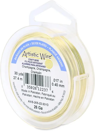 Miniatura 49 de Artistic Wire, alambre para manualidades de calibre 22 bañado en plata, resistente a las manchas, color cobre, blanco, 9,1 m