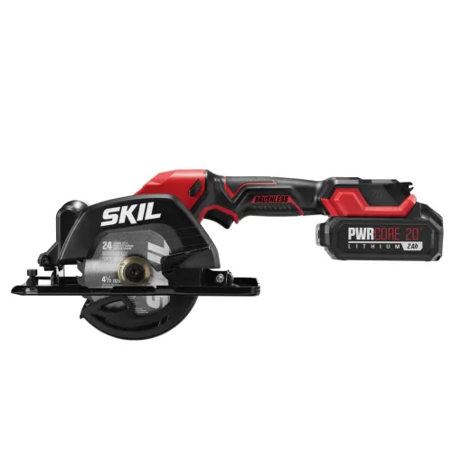 Miniatura 11 de Kit de sierra circular compacta y ligera de una mano SKIL PWRCORE 20 sin escobillas de 20 V, de 4-1/2 pulgadas, con hasta 6,000 RPM, incluye batería