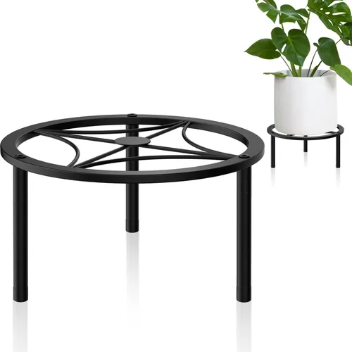 Miniatura 15 de TOSKING Soporte de metal resistente para plantas, patrón redondo de desplazamiento clásico de 9 pulgadas, patas niveladoras antideslizantes