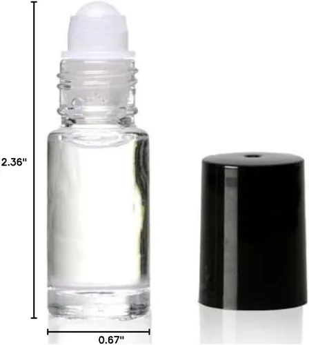 Miniatura 2 de Rollo de vidrio transparente en botella de perfume de 0.2 fl oz. Perfecto para aceites esenciales, aromaterapia, perfume y colonia. Rodillo