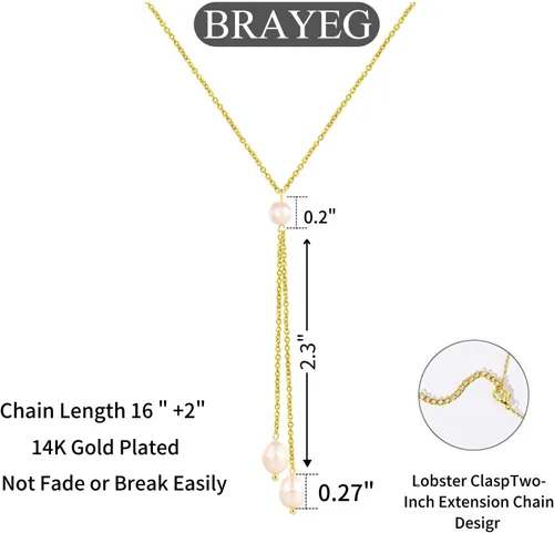 Miniatura 7 de Collares de perlas de oro de 14 quilates para mujer, exquisitos collares de perlas cultivadas a mano, collares de perlas simples para regalos