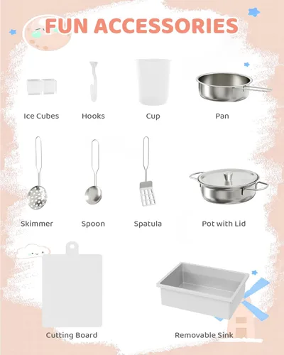 Miniatura 7 de MAMIZO Cocina de Juego de Esquina de Madera, Gran Juego de Cocina Interactivo Ultimate para Niños Pequeños de Pretender con Pizarra, Estufa y Blanco