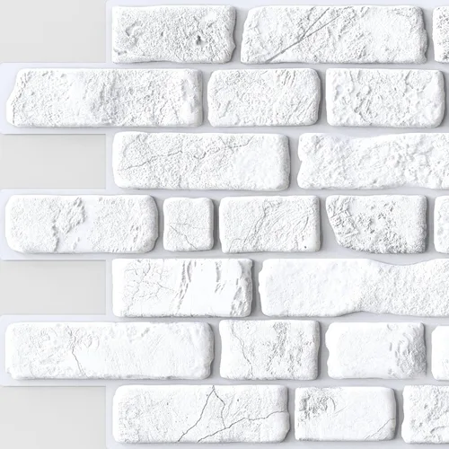 Dundee Deco Panel de pared 3D de PVC de ladrillos sintéticos blancos, 3.1 pies x 1.6 pies (37.4 in x 19.7 in), decoración de paneles de pared de