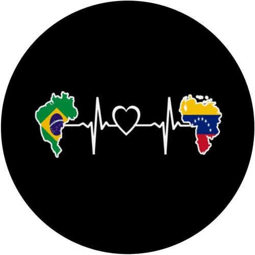 Miniatura 3 de Bandera brasileña venezolana - Venezuela Brasil Heartbeat PopSockets intercambiables PopGrip
