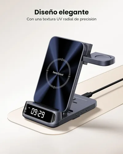 Miniatura 6 de Estación de carga inalámbrica para Samsung S25 Ultra/S25/S24/S23/S22/Z Flip 7/Fold 6, cargador inalámbrico 3 en 1 para Galaxy Watch 8 Gris(Tech Grey)