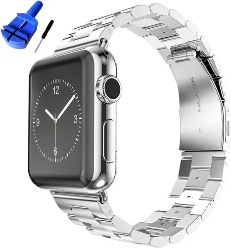 Miniatura 15 de Correa de acero inoxidable sólida compatible con Apple Watch de 49, 46, 45, 44, 42, 41, 40, 38 mm, correa de metal para iWatch Series