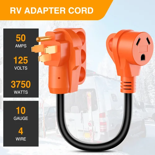 Miniatura 6 de Nilight - 50033R Adaptador de enchufe RV de 18 pulgadas, 50 amperios a 30 amperios, adaptador eléctrico de Dogbone de alta resistencia con mango 115G