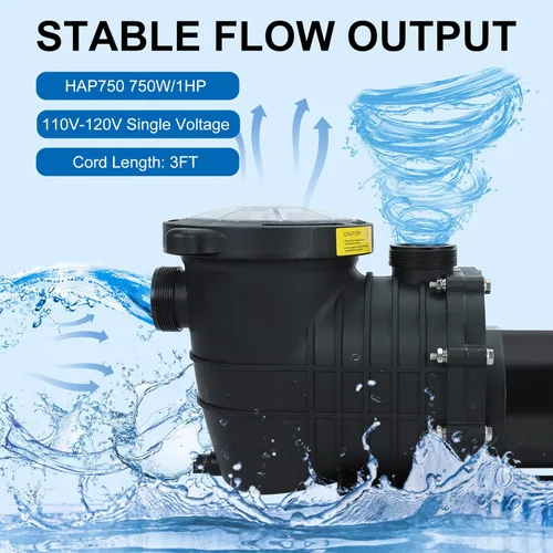 Miniatura 2 de Bomba de piscina de 1,0 HP en /sobre tierra, bombas de agua de piscina de una sola velocidad de 110V 5220GPH lnground sobre tierra con cesta